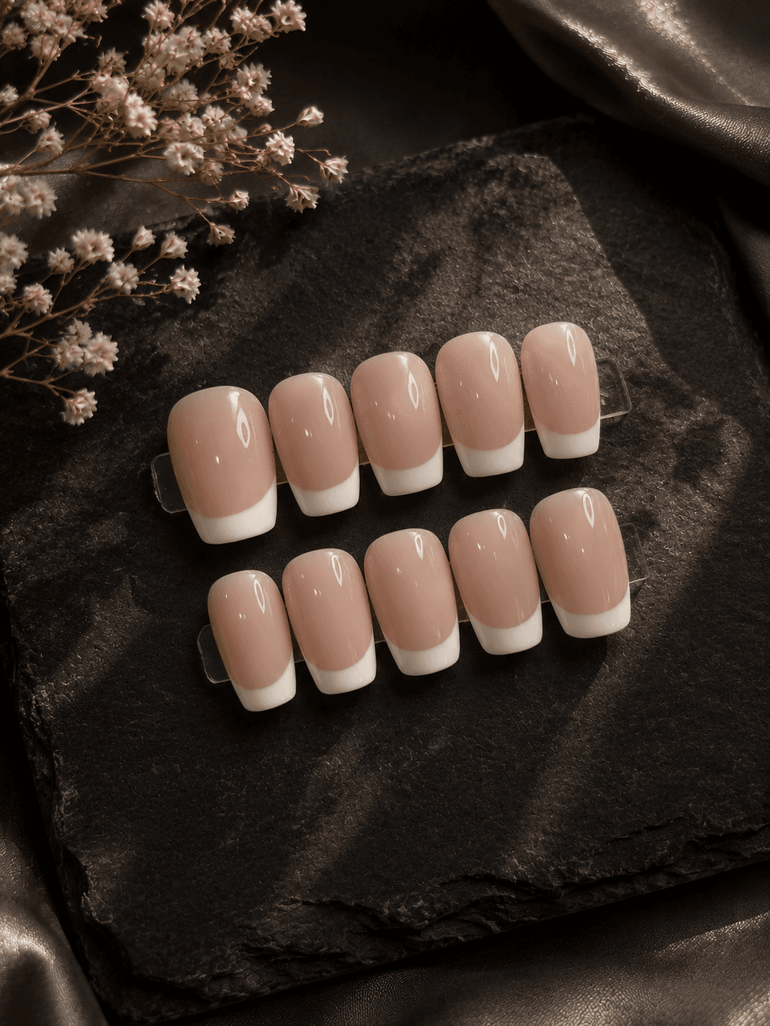Classic French — Timeless nude nails with a crisp white French tip