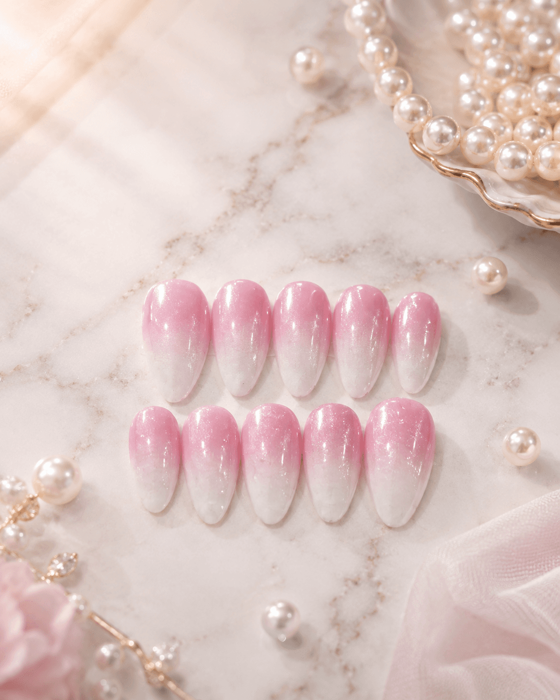 Pearl Blush Ombré — Glossy with a soft pearlescent shimmer